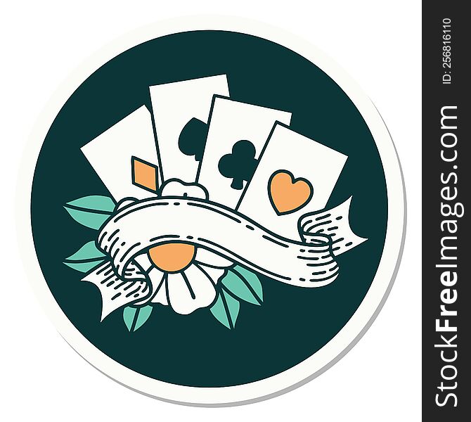 sticker of tattoo in traditional style of cards and banner. sticker of tattoo in traditional style of cards and banner