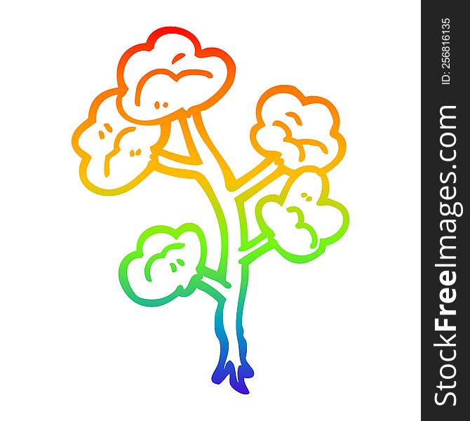 Rainbow Gradient Line Drawing Cartoon Flowers