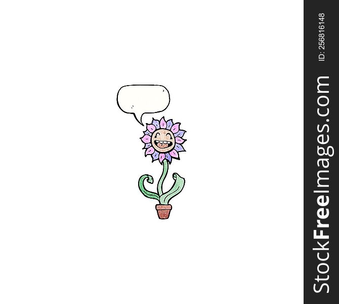 Cartoon Flower With Speech Bubble