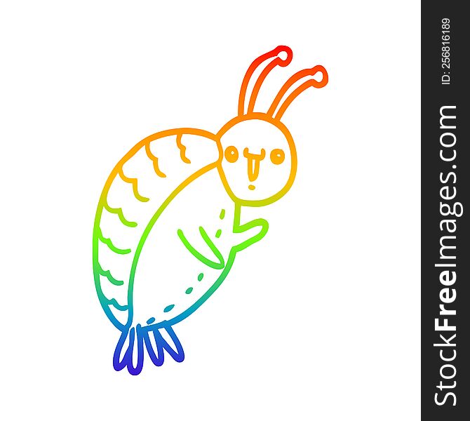 Rainbow Gradient Line Drawing Cartoon Beetle