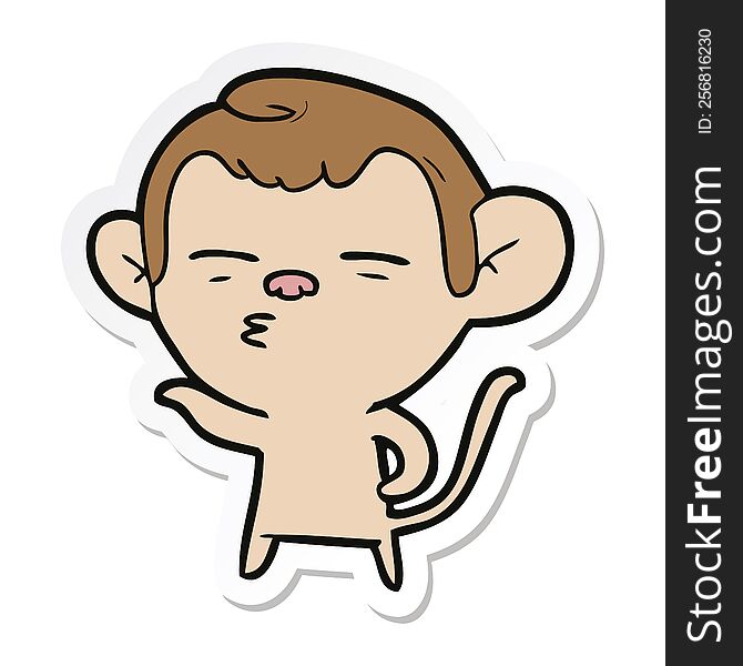 sticker of a cartoon suspicious monkey