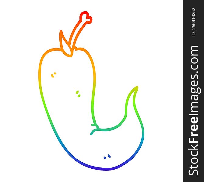 rainbow gradient line drawing of a cartoon red hot chilli pepper