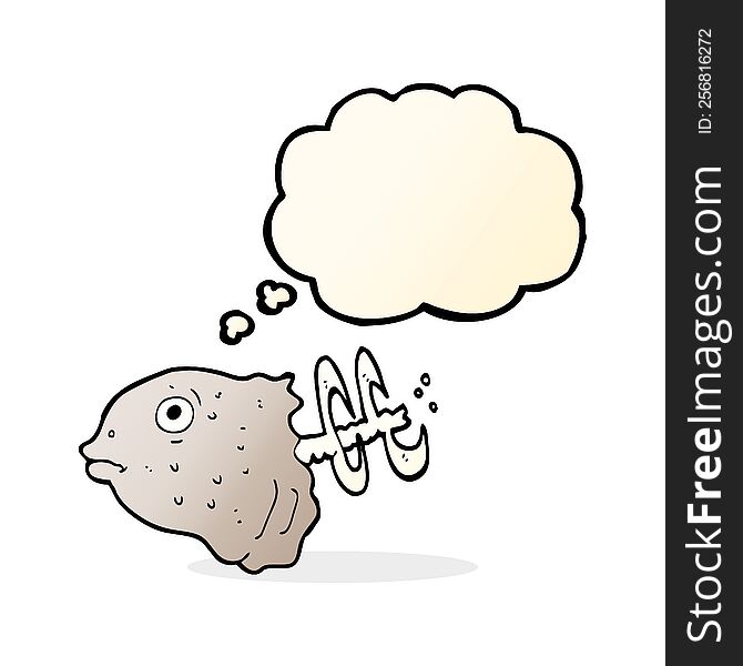 Cartoon Fish Head With Thought Bubble