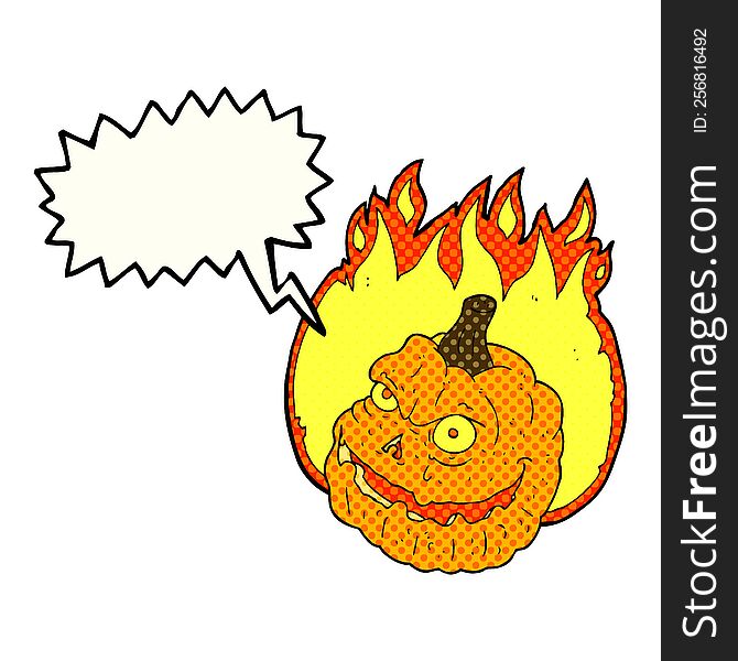 Comic Book Speech Bubble Cartoon Spooky Pumpkin