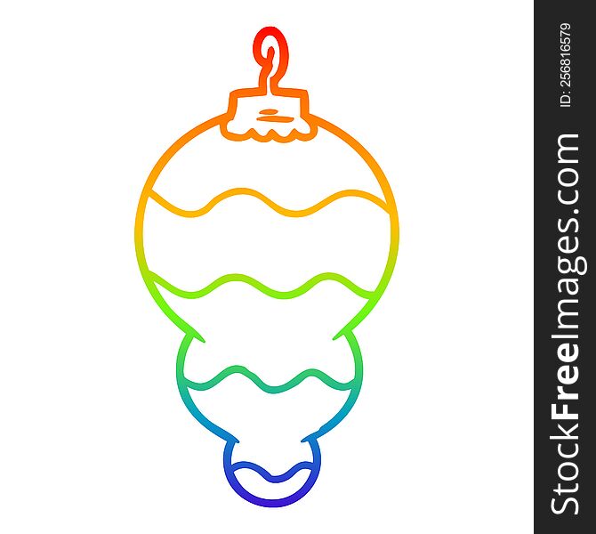 rainbow gradient line drawing of a cartoon christmas decoration