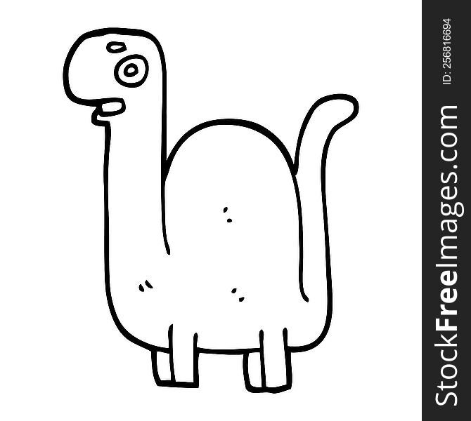 Line Drawing Cartoon Prehistoric Dinosaur
