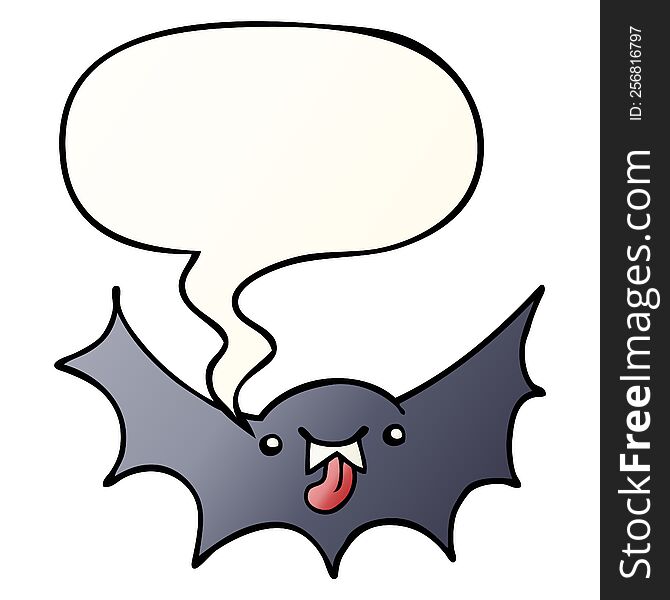 Cartoon Vampire Bat And Speech Bubble In Smooth Gradient Style