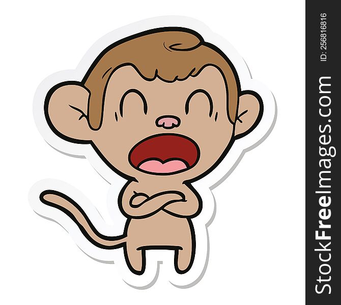 Sticker Of A Shouting Cartoon Monkey