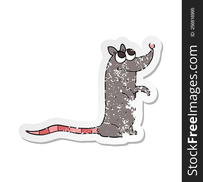 Retro Distressed Sticker Of A Cartoon Rat