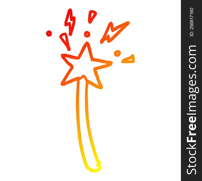 warm gradient line drawing of a magic star wand