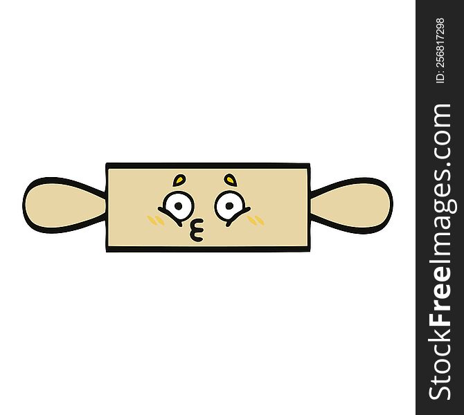 cute cartoon of a rolling pin. cute cartoon of a rolling pin