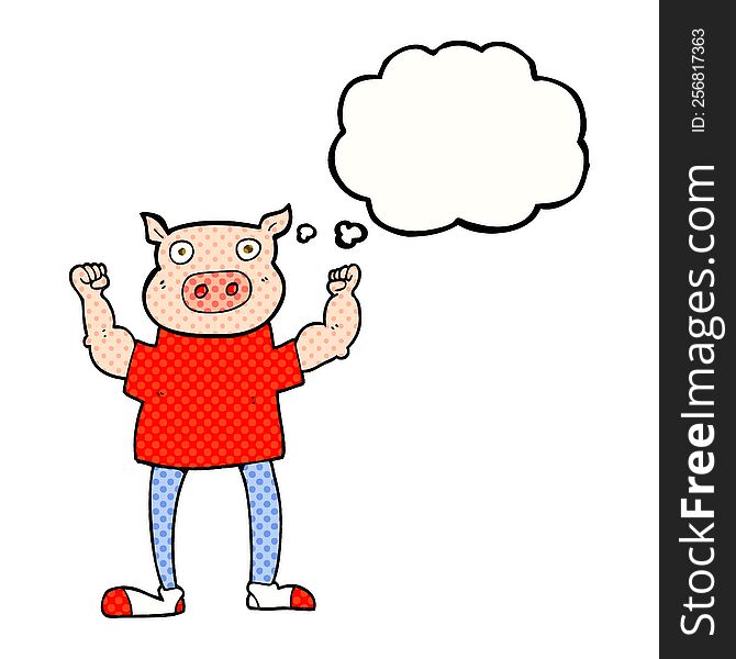 Thought Bubble Cartoon Pig Man
