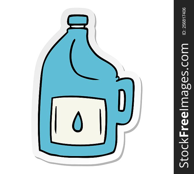 Sticker Cartoon Doodle Of A Large Drinking Bottle