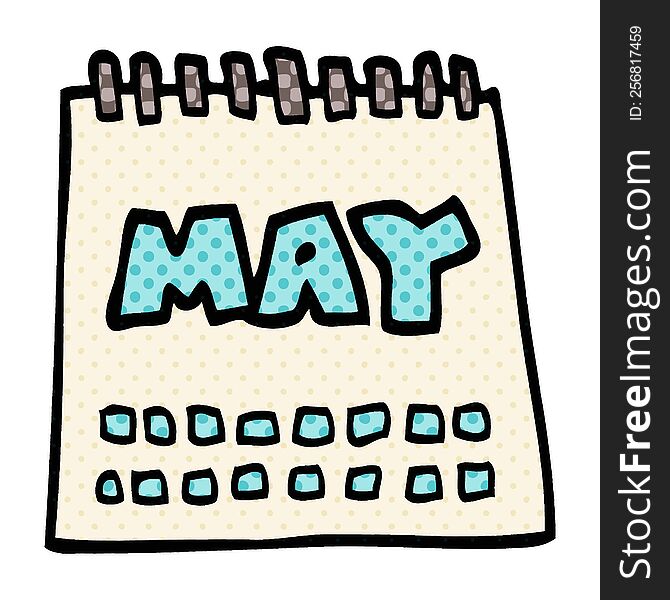 cartoon doodle calendar showing month of may