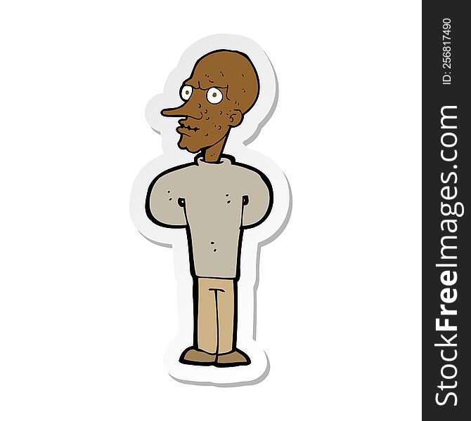 Sticker Of A Cartoon Evil Bald Man