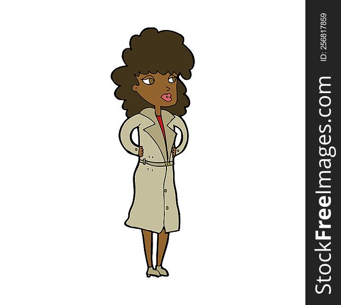 Cartoon Woman In Trench Coat