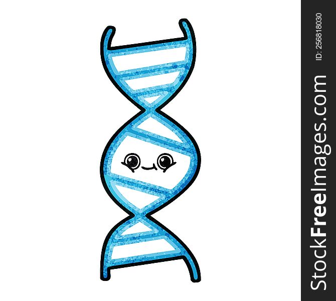 Retro Grunge Texture Cartoon DNA Strand