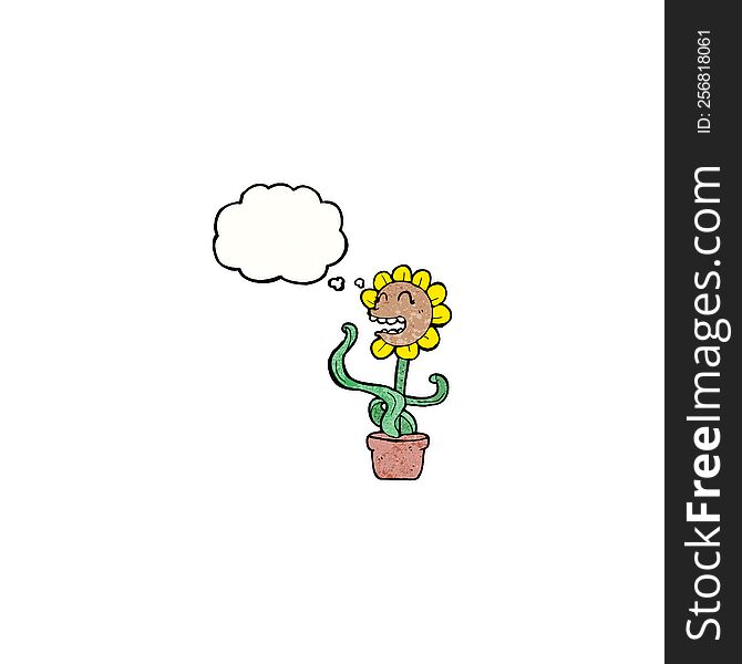 cartoon sunflower with thought bubble