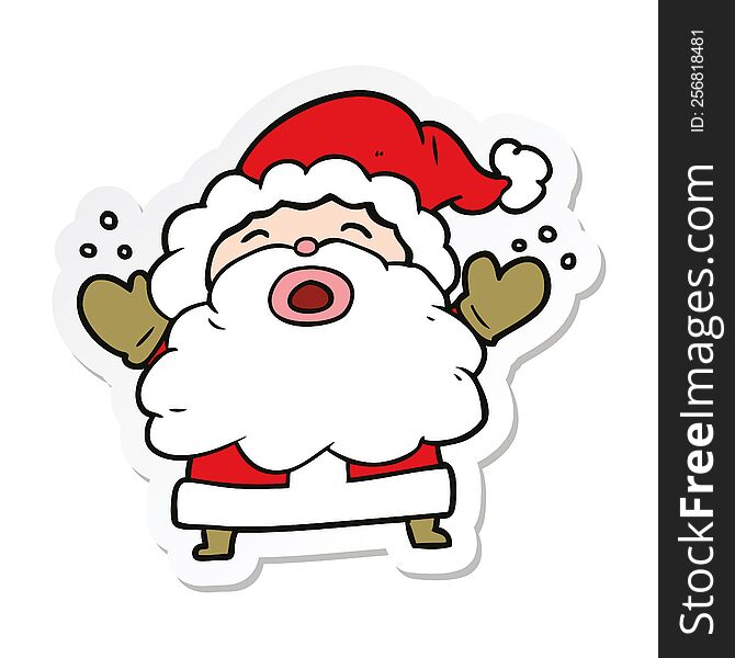 sticker of a cartoon santa claus shouting