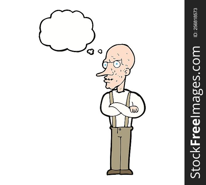 Cartoon Mean Old Man With Thought Bubble