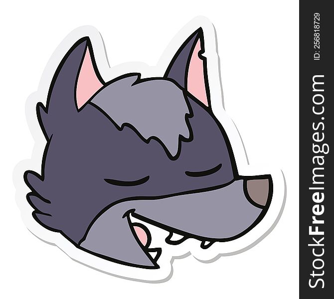 Sticker Of A Cartoon Wolf Face