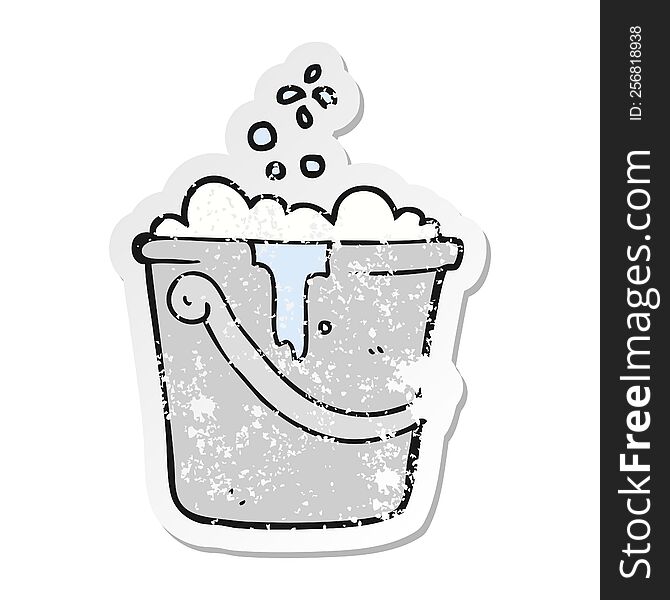 retro distressed sticker of a cartoon cleaning bucket