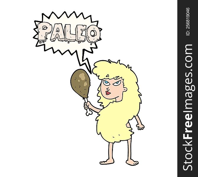 Speech Bubble Cartoon Woman On Paleo Diet