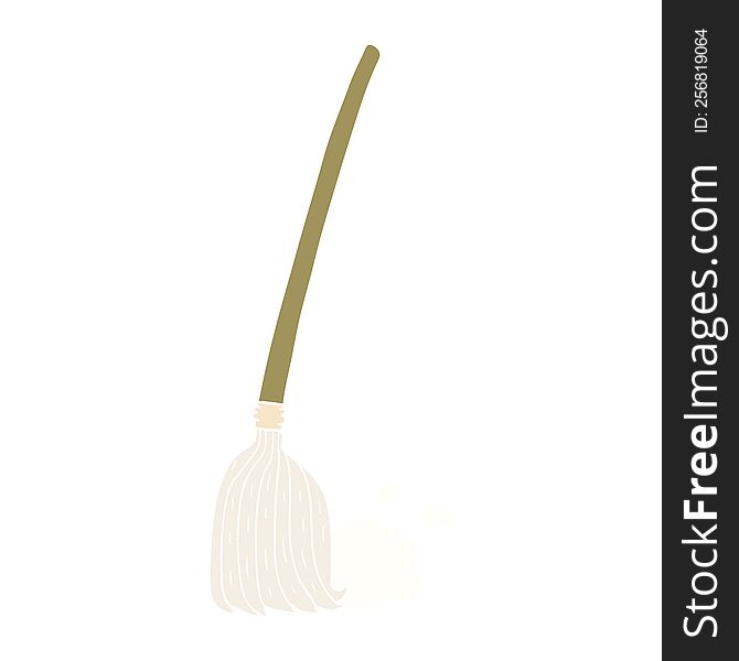 flat color style cartoon broom sweeping