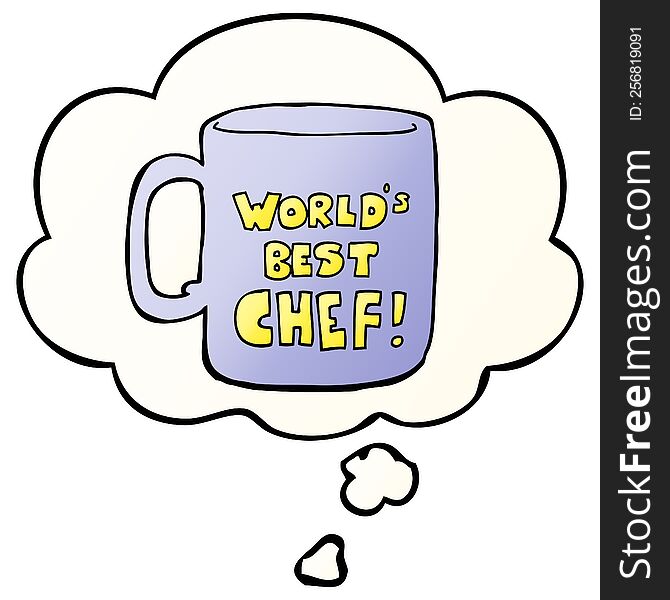 worlds best chef mug with thought bubble in smooth gradient style