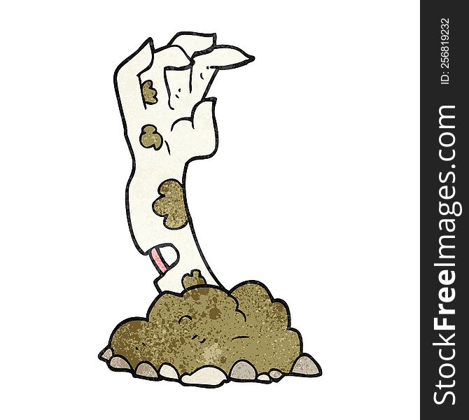 freehand textured cartoon zombie hand rising from ground