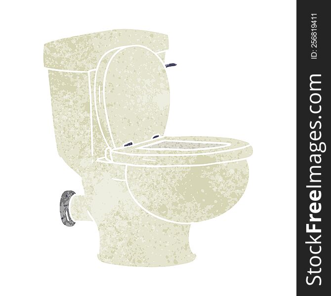 hand drawn retro cartoon doodle of a bathroom toilet