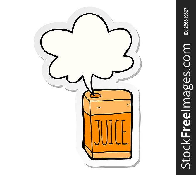 cartoon juice box with speech bubble sticker. cartoon juice box with speech bubble sticker