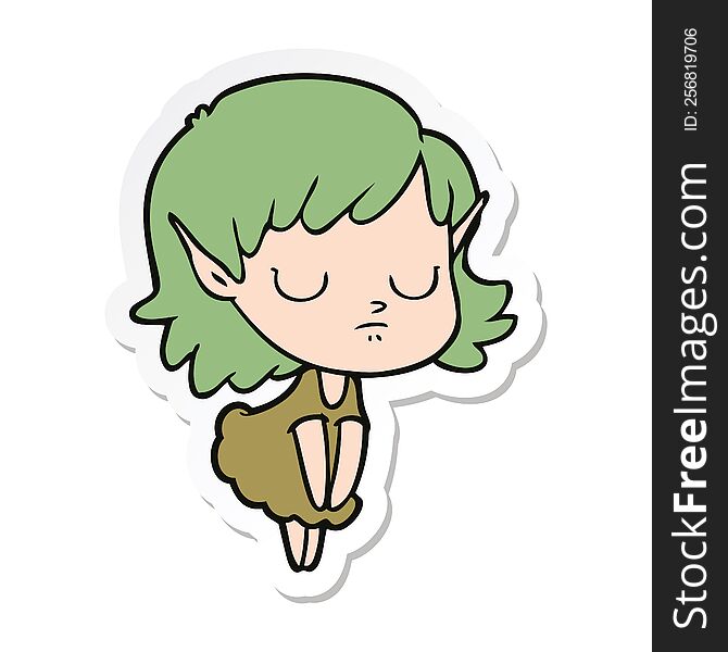sticker of a cartoon elf girl