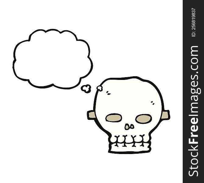 Cartoon Spooky Skull Mask With Thought Bubble