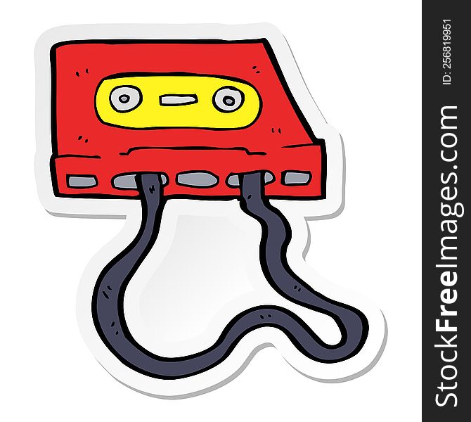 sticker of a cartoon cassette tape