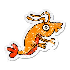 Distressed Sticker Of A Quirky Hand Drawn Cartoon Crayfish Stock Photo