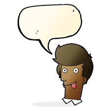 Cartoon Man With Tongue Hanging Out With Speech Bubble Royalty Free Stock Photography