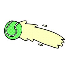Cartoon Doodle Flying Tennis Ball Stock Image
