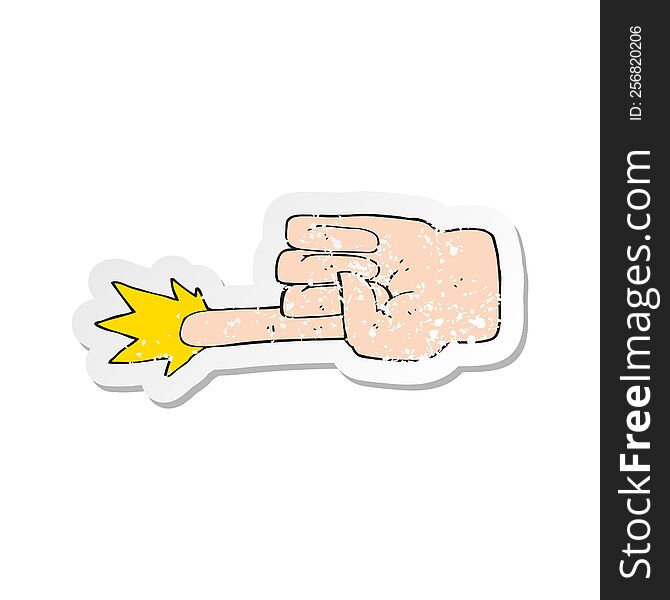 Retro Distressed Sticker Of A Cartoon Pointing Hand