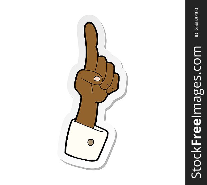 sticker of a cartoon pointing hand
