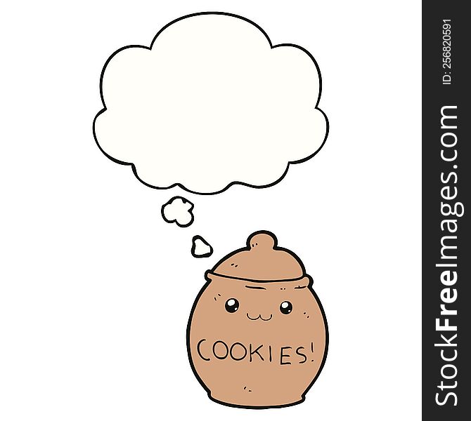 Cartoon Cookie Jar And Thought Bubble