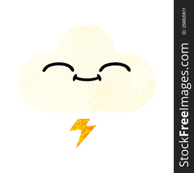 Retro Illustration Style Cartoon Thunder Cloud