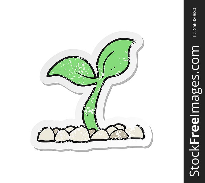 retro distressed sticker of a cartoon seedling