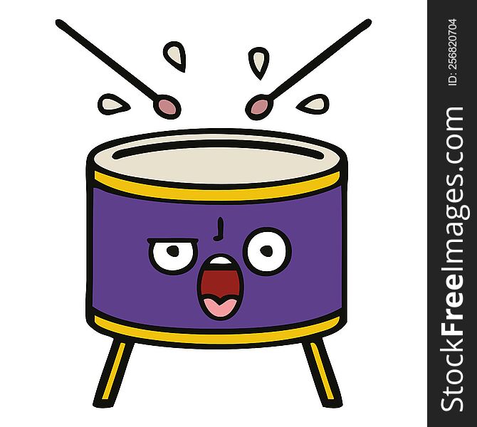 cute cartoon of a drum. cute cartoon of a drum