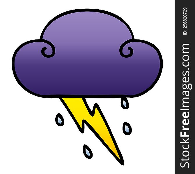 Quirky Gradient Shaded Cartoon Thunder Cloud