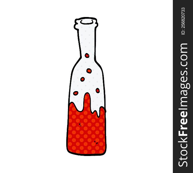 cartoon doodle bottle with sloshing wine