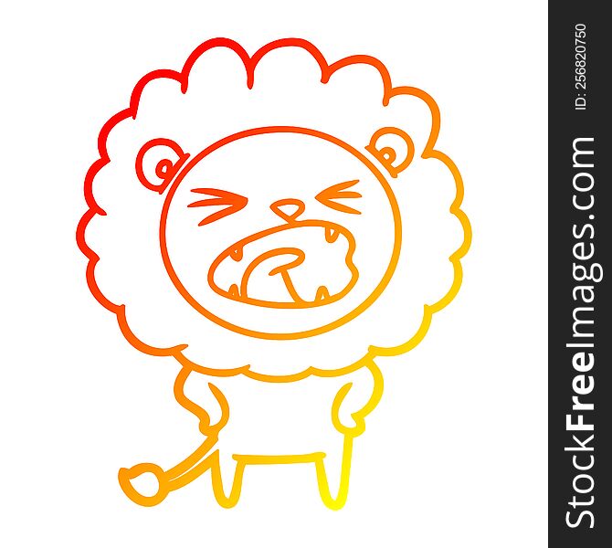Warm Gradient Line Drawing Cartoon Lion