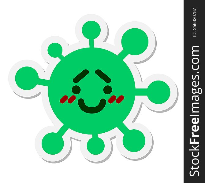 happy blushing virus sticker