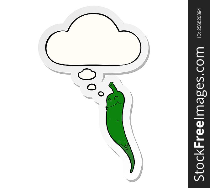cartoon chili pepper with thought bubble as a printed sticker