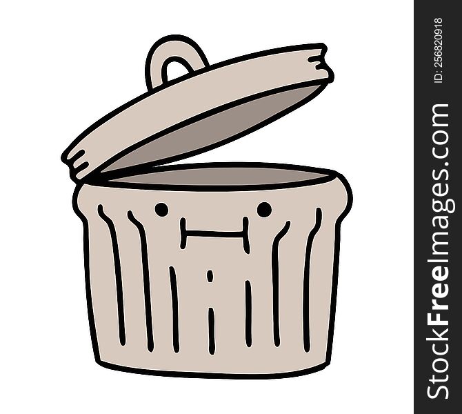 cartoon of a metal garbage can. cartoon of a metal garbage can